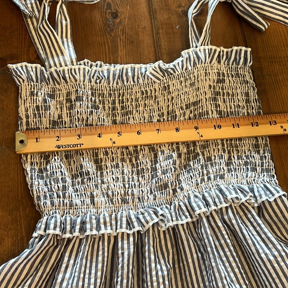 Simply Southern Smocked Striped Seersucker Tie Shoulder Midi Dress Size Small - Picture 7 of 10